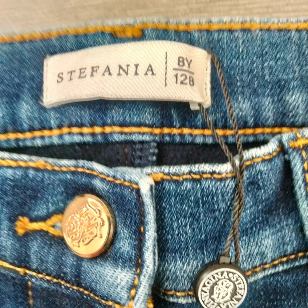 Stefania Pinyagina NWT Floral Embroidered Jeans Denim Pants Girl's Sized 8Y